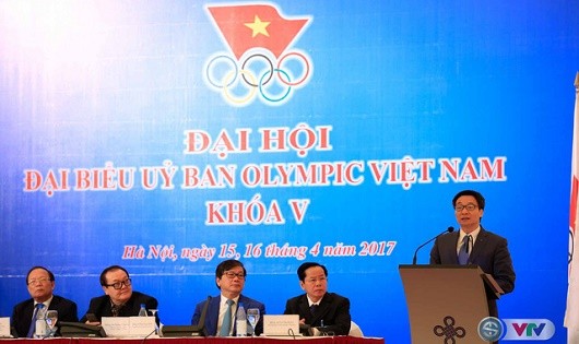 Phó Thủ tướng Vũ Đức Đam phát biểu tại Đại hội Đại biểu Uỷ ban Olympic Việt Nam khoá V