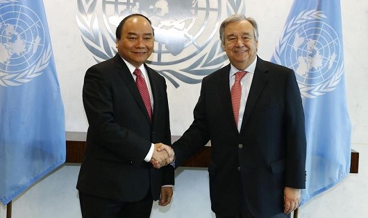 Thủ tướng Chính phủ Nguyễn Xuân Phúc và Tổng Thư ký LHQ Antonio Guterres.
