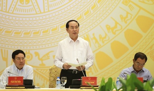 Chủ tịch nước Trần Đại Quang phát biểu tại phiên họp.