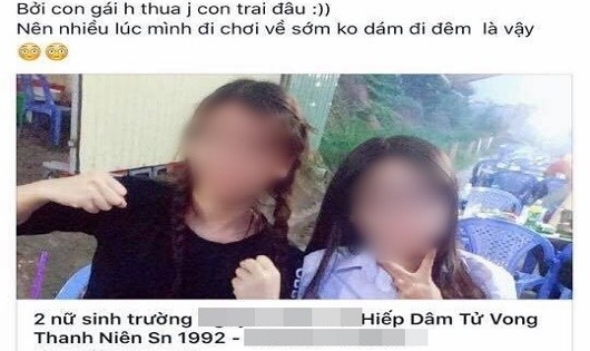 Hai cô gái bị một tài khoản facebook bêu rếu là đã hiếp dâm một nam sinh tử vong.