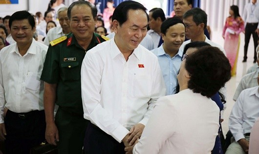 Chủ tịch nước Trần Đại Quang trong một lần tiếp xúc cử tri tại TP HCM