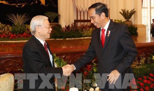 Tổng Bí thư Nguyễn Phú Trọng và Tổng thống Indonesia Joko Widodo.