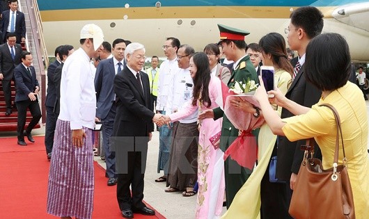 Tổng Bí thư bắt đầu  thăm cấp Nhà nước Myanmar