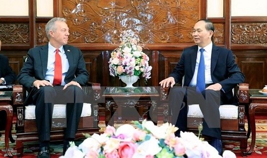 Chủ tịch Nước Trần Đại Quang tiếp Đại sứ Mỹ Ted Osius. Ảnh: TTXVN