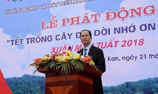 Chủ tịch nước Trần Đại Quang phát biểu tại Lễ phát động Tết trồng cây.