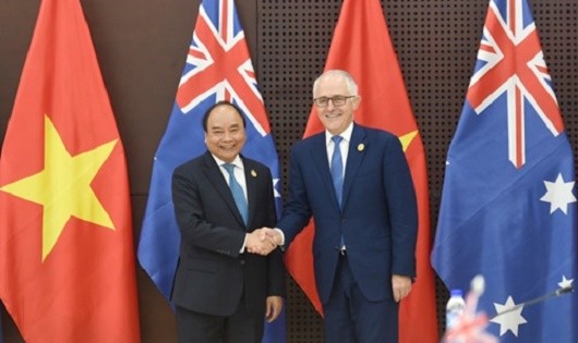 Thủ tướng Nguyễn Xuân Phúc và Thủ tướng Australia Malcolm Turnbull. Ảnh: Chinhphu.vn