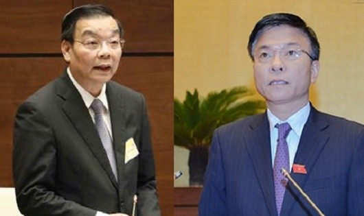 Bộ trưởng Bộ Khoa học và Công nghệ Chu Ngọc Anh  (trái) và Bộ trưởng Bộ Tư pháp Lê Thành Long