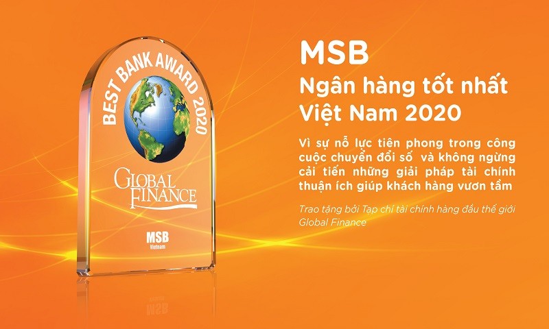 MSB được vinh danh là “Ngân hàng tốt nhất Việt Nam năm 2020“