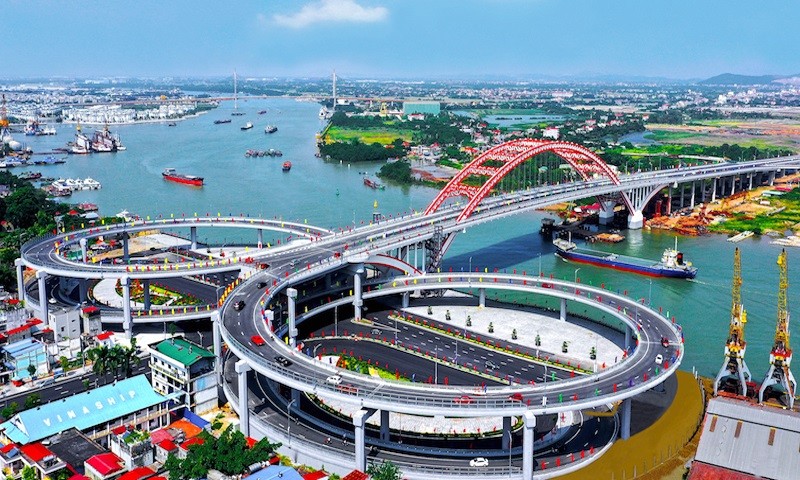 Cầu Hoàng Văn Thụ kết nối hạ tầng khu đô thị mới Bắc sông Cấm - Thủy Nguyên.