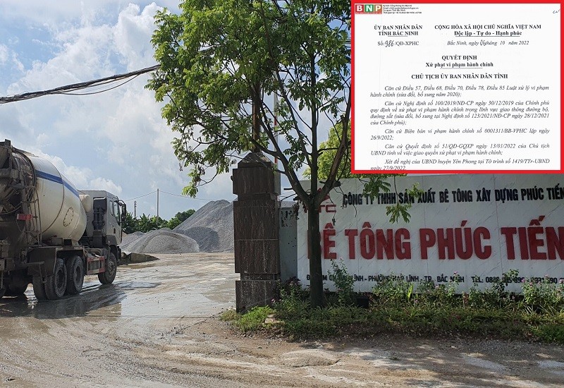 Bắc Ninh: Công ty bê tông Phúc Tiến bị xử phạt vì chở quá trọng tải