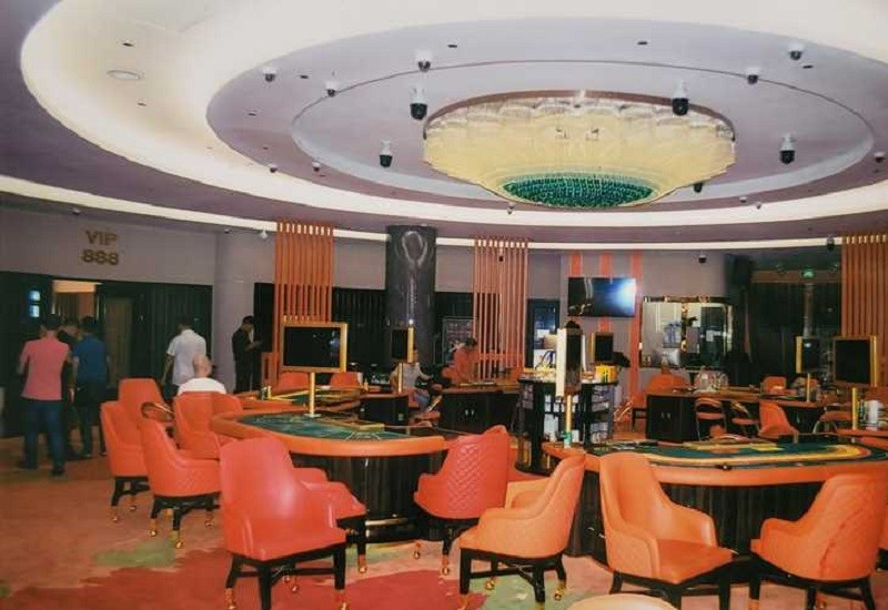 Khu vực tổ chức đánh bạc tại tầng 1 của khách sạn. Ảnh: Công an Quảng Ninh