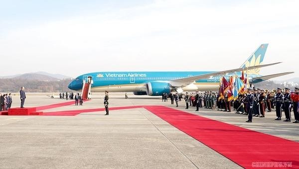 Chuyên cơ phục vụ Thủ tướng Nguyễn Xuân Phúc và Phu nhân trong chuyến thăm chính thức Hàn Quốc năm 2019.