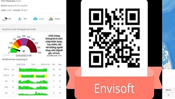 Ứng dụng Envisoft công bố thông tin về chất lượng môi trường không khí trên trên nền tảng thiết bị di động