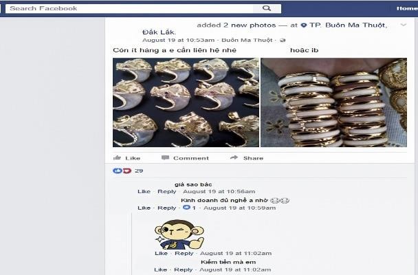 Các sản phẩm từ hổ rao bán trái phép trên mạng xã hội