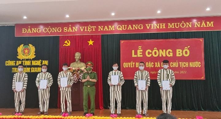 6 phạm nhân tại Trại tạm giam Công an tỉnh Nghệ An được Chủ tịch nước ký Quyết định đặc xá lần này (Ảnh: Trại tạm giam cung cấp).