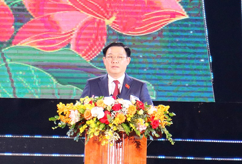 Chủ tịch Quốc hội Vương Đình Huệ phát biểu tại lễ kỷ niệm.