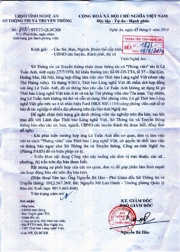 Sở TTTT Nghệ An: Ra công văn ngăn chặn tình trạng giả danh phóng viên