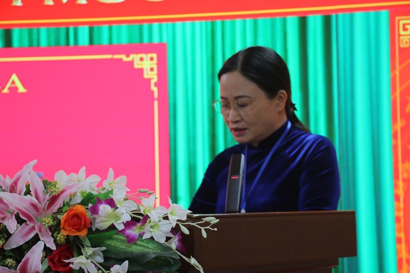 Bà Trần Thị Minh Hoà - Giám đốc Sở Tư pháp tỉnh Sơn La phát biểu tại hội nghị.