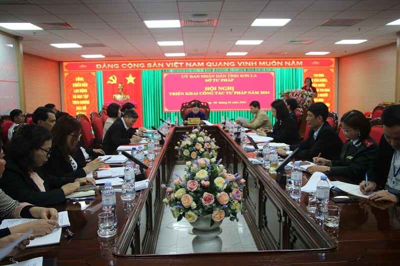 Hội nghị triển khai công tác tư pháp nằm 2024 của Sở Tư pháp tỉnh Sơn La.
