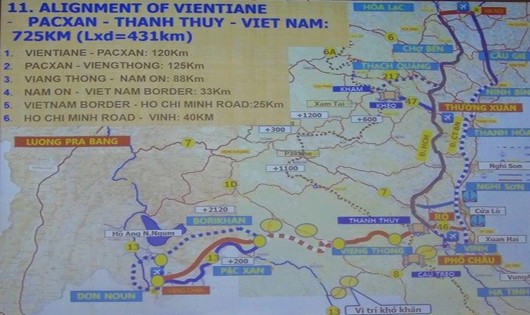 Hướng tuyến cao tốc Hà Nội - Viêng Chăn