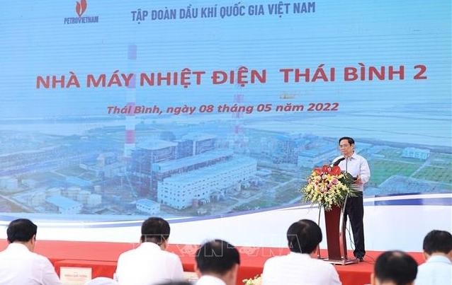 Thủ tướng Phạm Minh Chính phát biểu sau khi kiểm tra tiến độ chuẩn bị hoà lưới điện của Tổ máy số 1 NMNĐ Thái Bình 2 