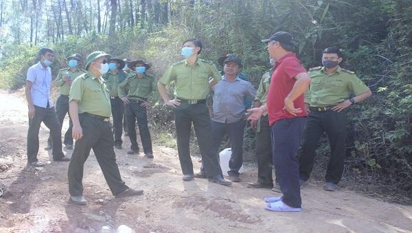 Cục trưởng cục Kiểm lâm đến thị sát và chỉ đạo chữa cháy tại phường Thủy Châu.