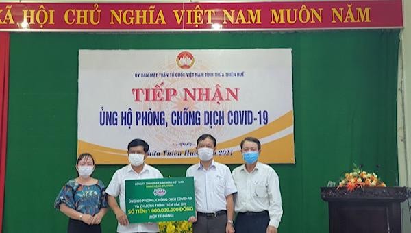 Huda ủng hộ 1 tỷ đồng cho Ủy ban Mặt trận Tổ quốc Việt Nam tỉnh Thừa Thiên Huế. 
