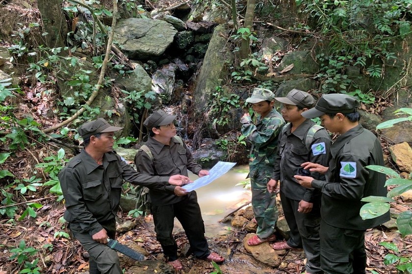 Cộng đồng thôn 3 xã Thượng Nhật, huyện Nam Đông thực hiện công tác tuần tra bảo vệ diện tích rừng được giao.