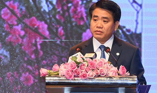 Chủ tịch UBND TP Hà Nội Nguyễn Đức Chung phát biểu tại Hội nghị.