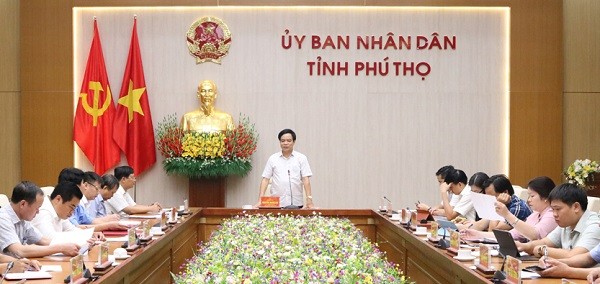 Phó Chủ tịch UBND tỉnh Phú Thọ Nguyễn Thanh Hải phát biểu tại hội nghị về kế hoạch triển khai chương trình mục tiêu Quốc gia xây dựng nông thôn mới giai đoạn 2021-2025.