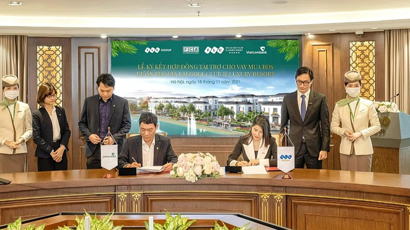 Lễ ký kết hợp đồng tài trợ cho vay mua bất động sản giữa FLC và Ngân hàng Vietcombank