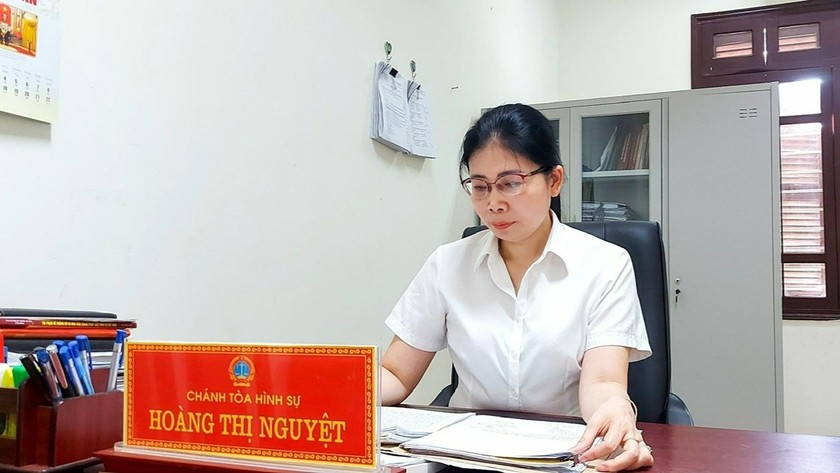 Thẩm phán Hoàng Thị Nguyệt – Chánh tòa hình sự, Tòa án nhân dân thành phố Thanh Hóa (Ảnh Nguyễn Tuấn)
