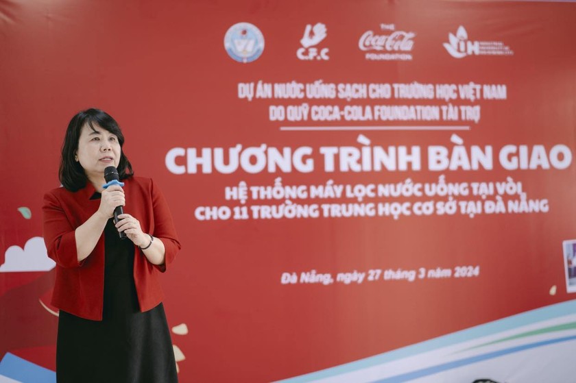 Bà Bùi Đặng Duyên Mai - Đại diên Coca-Cola Việt Nam phát biểu tại sự kiện