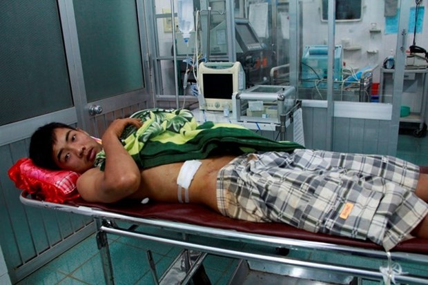 Anh Nguyễn Thanh Hùng, một trong các nạn nhân được điều trị tại Bệnh viện Đa khoa Đắk Nông.