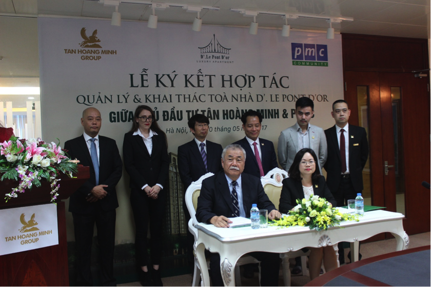 Đại diện Tập đoàn Tân Hoàng Minh và PMCC ký kết hợp đồng dịch vụ quản lý vận hành dự án D’. Le Pont D’or