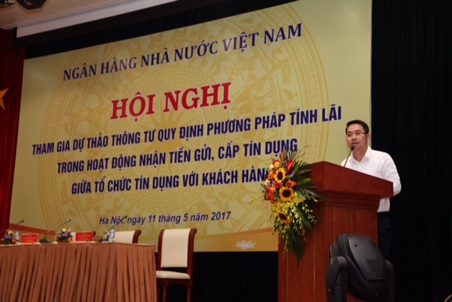 Ông Nguyễn Tuấn Anh, Vụ trưởng Vụ Tài chính - Kế toán (NHNN) phát biểu tại hội nghị.