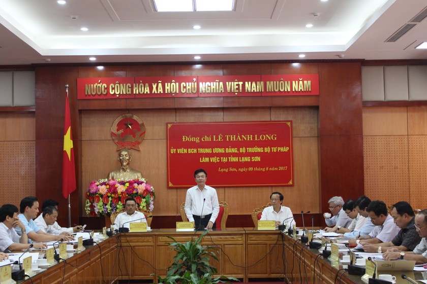 Bộ trưởng Lê Thành Long làm việc với Thường trực Tỉnh ủy, HĐND, UBND tỉnh Lạng Sơn.
