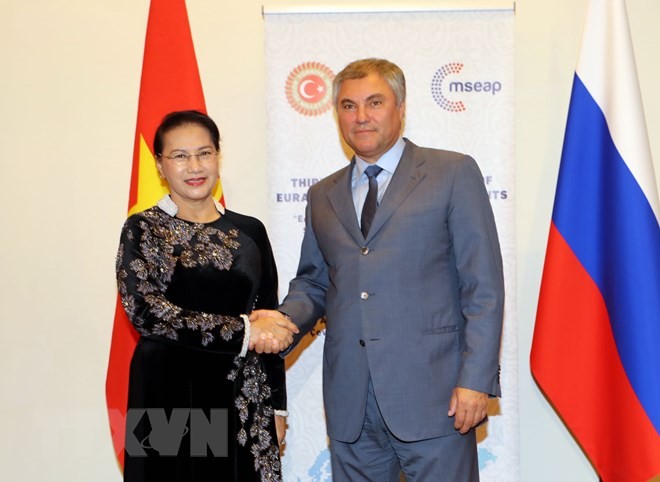 Chủ tịch Quốc hội NguyễnThị Kim Ngân gặp Chủ tịch Duma Quốc gia Nga Vyacheslav Volodin