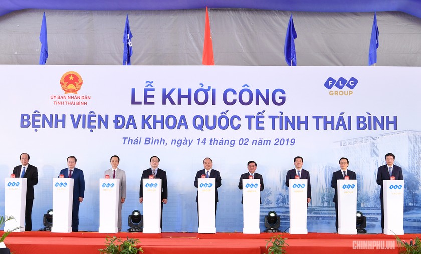 Thủ tướng Nguyễn Xuân Phúc bấm nút khởi công dự án bệnh viện đa khoa quốc tế Thái Bình