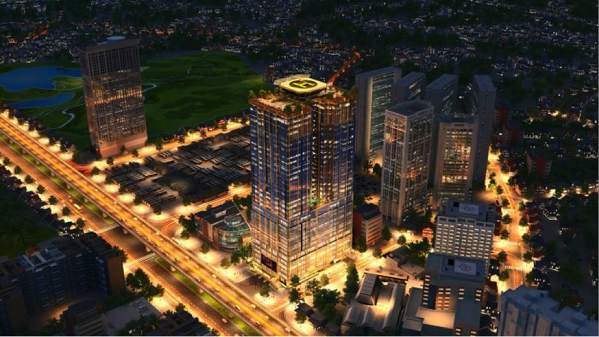 Sunshine Center được mệnh danh là “Tòa nhà của ánh sáng và công nghệ hiện đại nhất phía Tây thành phố” 