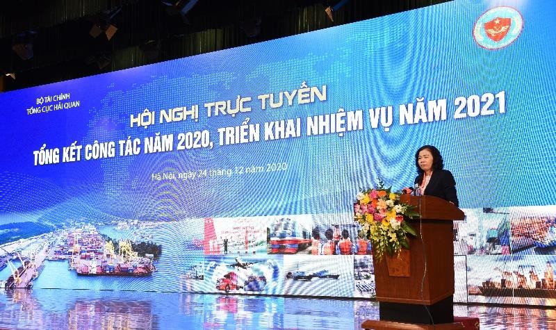 Thứ trưởng Bộ Tài chính Vũ Thị Mai tới dự và chỉ đạo Hội nghị triển khai công tác năm 2021 của Tổng cục Hải quan.
