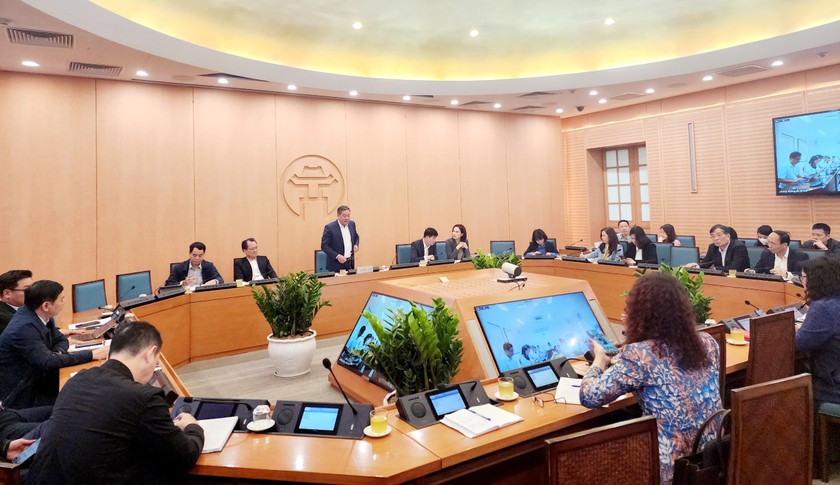 Phó Chủ tịch thường trực UBND thành phố Hà Nội Lê Hồng Sơn chủ trì buổi làm việc sáng ngày 15/1 rà soát các công việc chuẩn bị Hội thảo