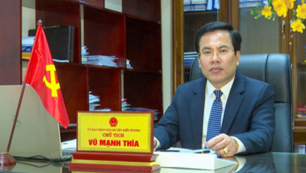 Chủ tịch UBND huyện Kiến Xương Vũ Mạnh Thía được điều giữ chức Phó giám đốc Sở Nông nghiệp - Phát triển nông thôn tỉnh Thái Bình.