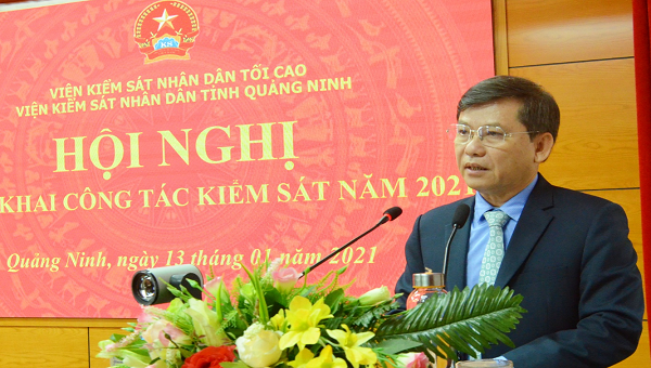 Viện trưởng Viện Kiểm sát nhân dân tối cao Lê Minh Trí phát biểu tại hội nghị.
