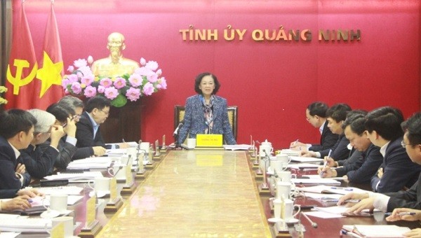 Trưởng Ban Tổ chức Trung ương Trương Thị Mai, kết luận buổi làm việc.