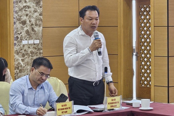 Chủ tịch Hội Doanh nhân trẻ tỉnh Quảng Ninh Lưu Công Thành phát biểu tại hội nghị.