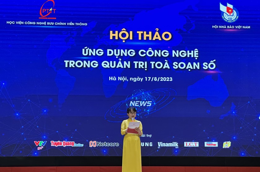 Hội thảo “Ứng dụng công nghệ trong quản trị toà soạn số” được tổ chức tại Hà Nội.