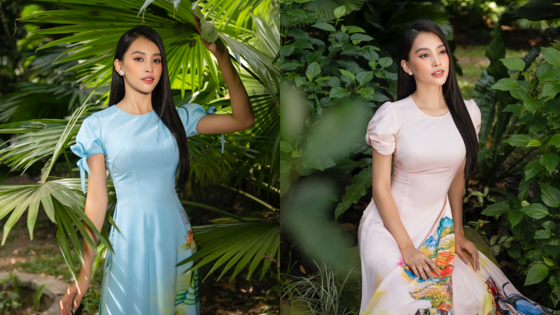 Hoa hậu Tiểu Vy khoe sắc trong tà áo dài truyền thống.