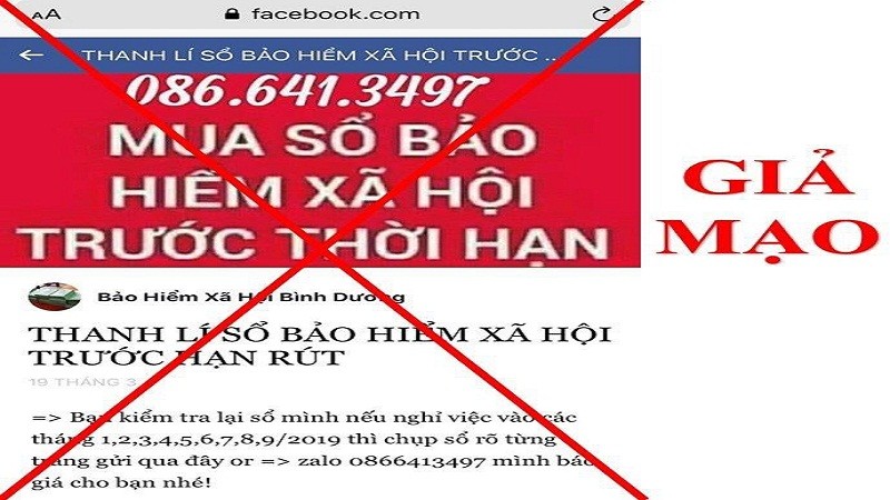 Các trang facebook lấy tên liên quan đến BHXH tỉnh Bình Dương để mua bán sổ BHXH của NLĐ đều là giả mạo