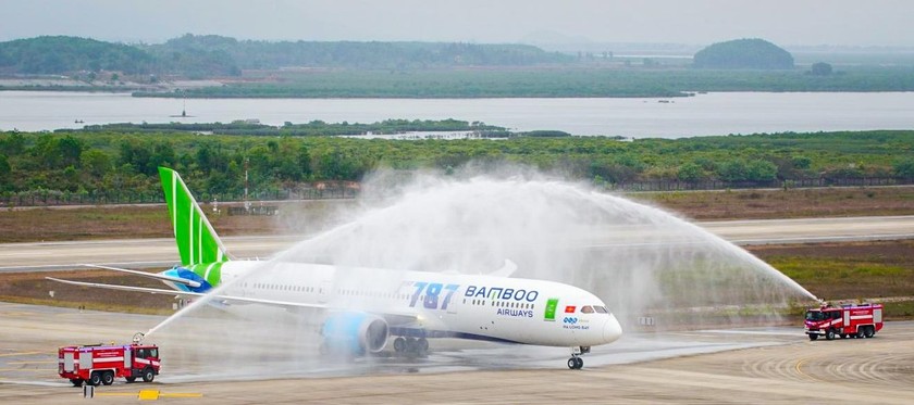 Lễ chào đón máy máy Boeing 787-9 Dreamliner đầu tiên của Bamboo Airways tại Cảng hàng không Vân Đồn - Tỉnh Quảng Ninh